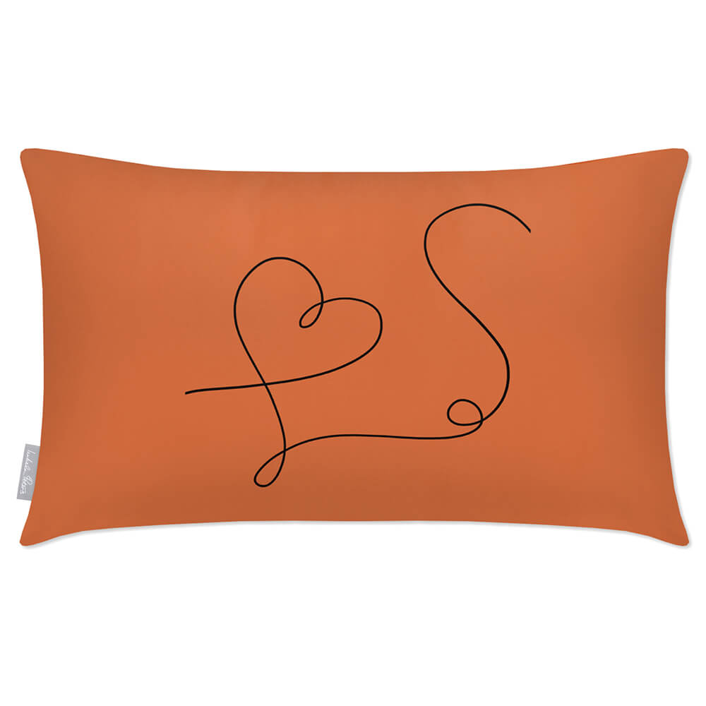 Outdoor Garden Waterproof Rectangle Cushion - Heart  Izabela Peters Burnt Ochre 50 x 30 cm 