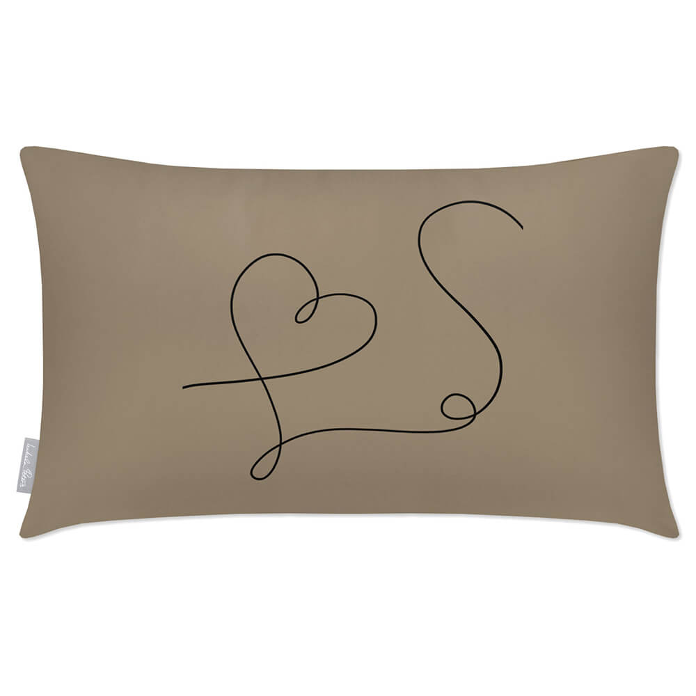 Outdoor Garden Waterproof Rectangle Cushion - Heart - Taupe 50 x 30 cm by Izabela Peters
