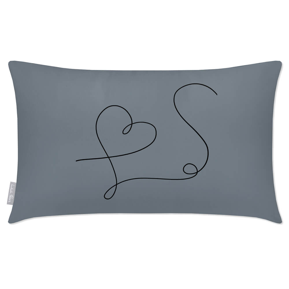 Outdoor Garden Waterproof Rectangle Cushion - Heart - French Grey 50 x 30 cm by Izabela Peters