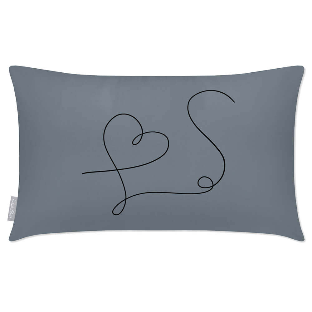 Outdoor Garden Waterproof Rectangle Cushion - Heart  Izabela Peters French Grey 50 x 30 cm 