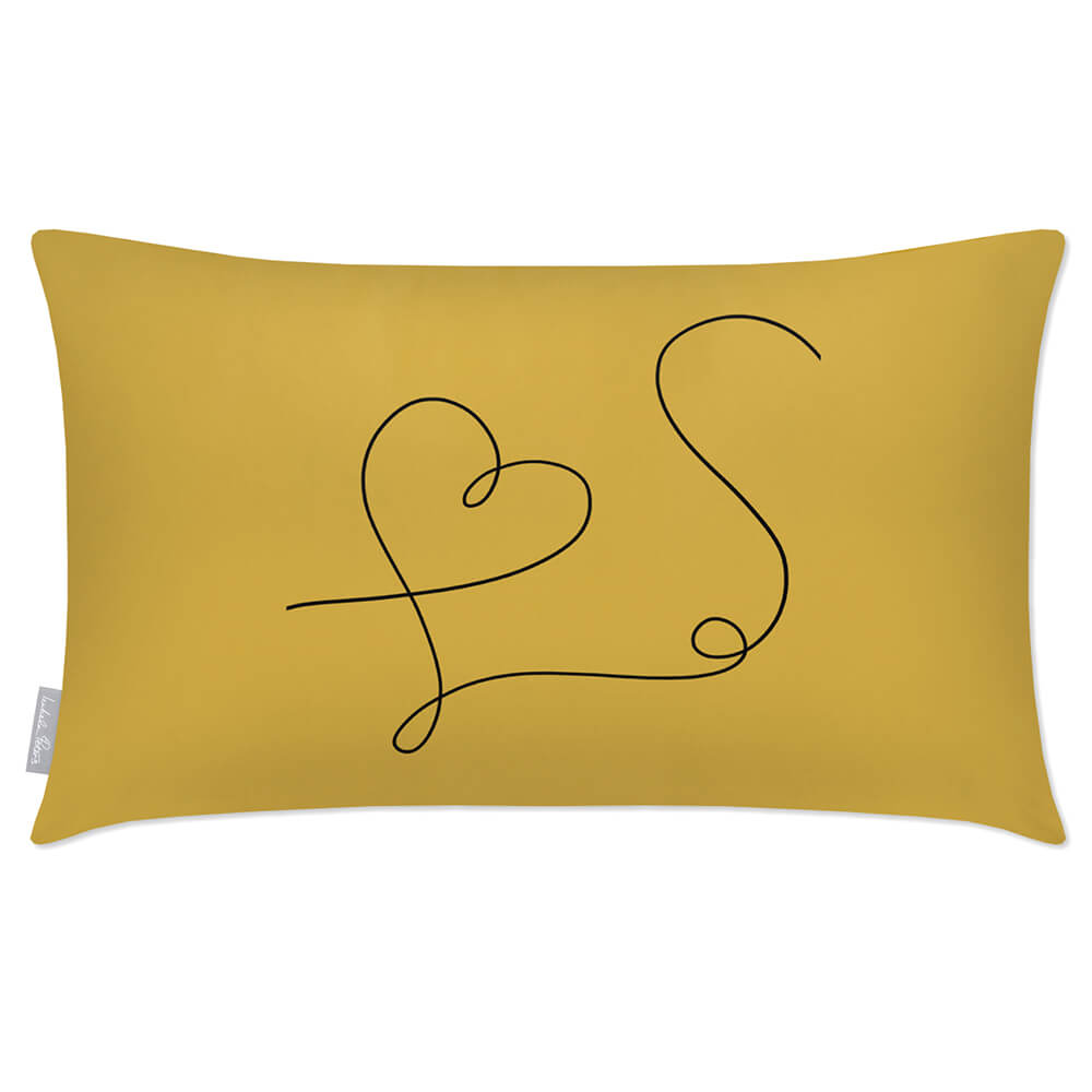 Outdoor Garden Waterproof Rectangle Cushion - Heart  Izabela Peters Mustard Ochre 50 x 30 cm 