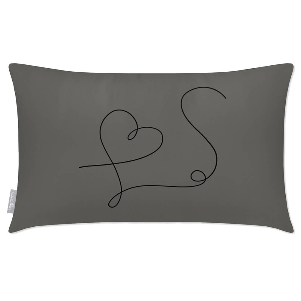 Outdoor Garden Waterproof Rectangle Cushion - Heart - Beluga 50 x 30 cm by Izabela Peters
