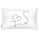 Outdoor Garden Waterproof Rectangle Cushion - Heart - White and Black 50 x 30 cm by Izabela Peters