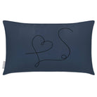 Outdoor Garden Waterproof Rectangle Cushion - Heart - Petrol Blue 50 x 30 cm by Izabela Peters