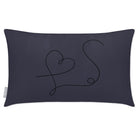 Outdoor Garden Waterproof Rectangle Cushion - Heart - Graphite 50 x 30 cm by Izabela Peters