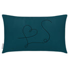 Outdoor Garden Waterproof Rectangle Cushion - Heart - Teal 50 x 30 cm by Izabela Peters