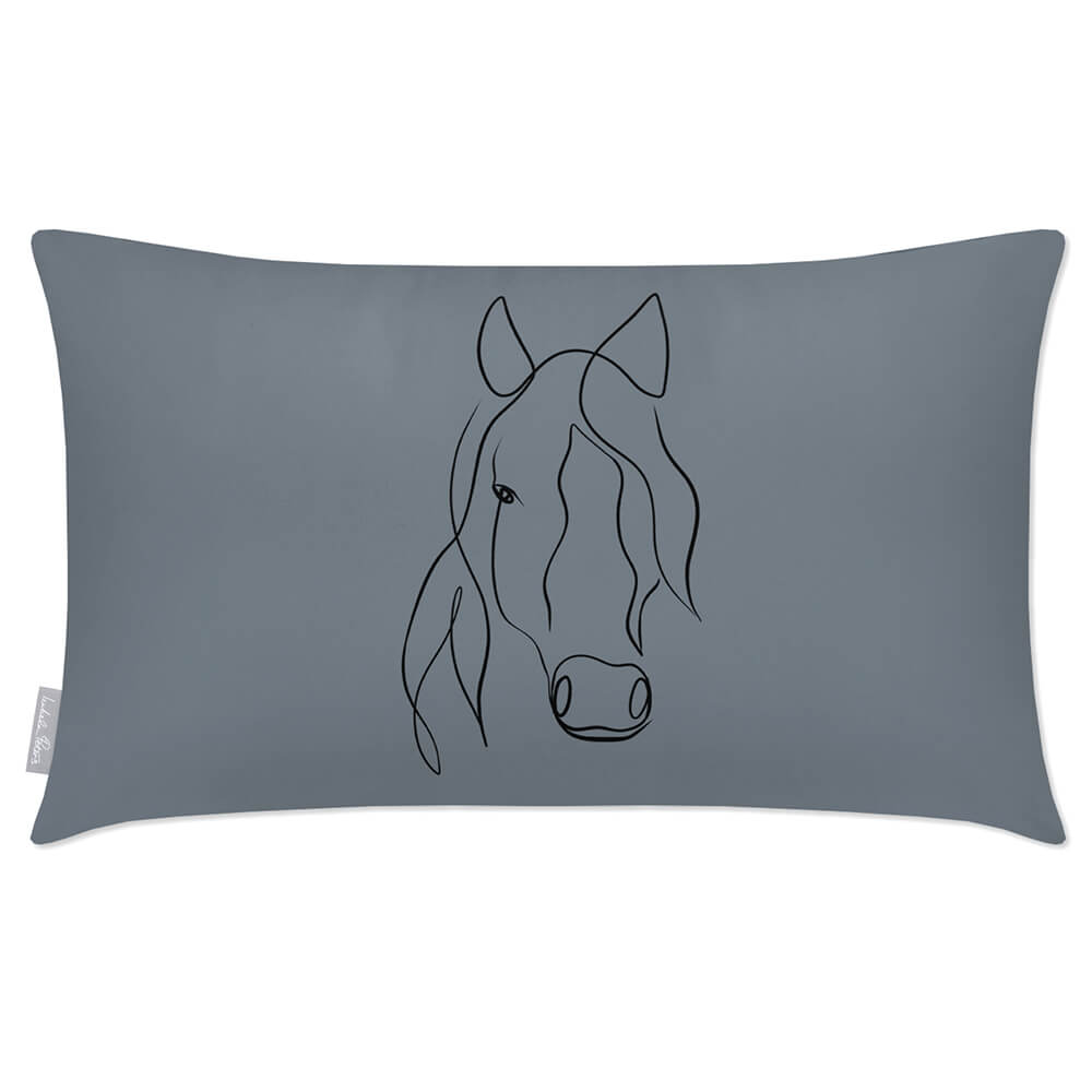 Outdoor Garden Waterproof Rectangle Cushion - Horse - French Grey 50 x 30 cm by Izabela Peters