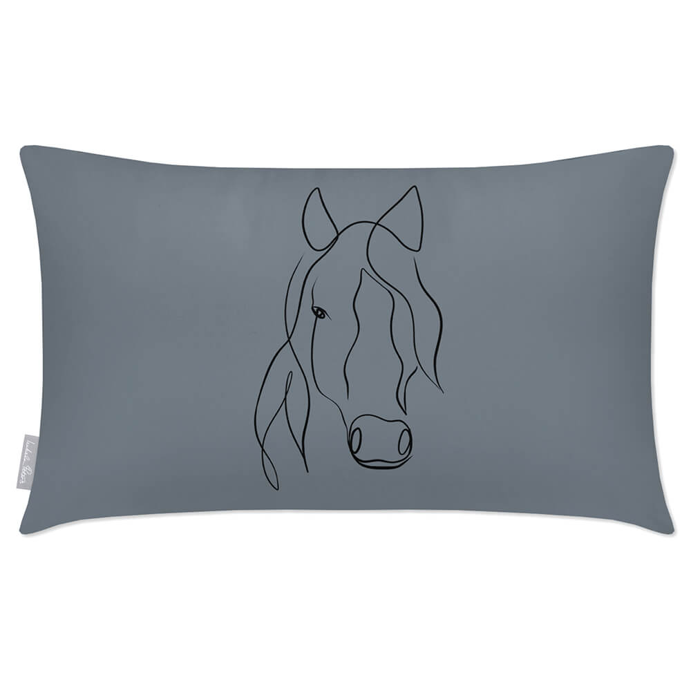 Outdoor Garden Waterproof Rectangle Cushion - Horse  Izabela Peters French Grey 50 x 30 cm 