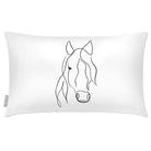 Outdoor Garden Waterproof Rectangle Cushion - Horse - White and Black 50 x 30 cm by Izabela Peters