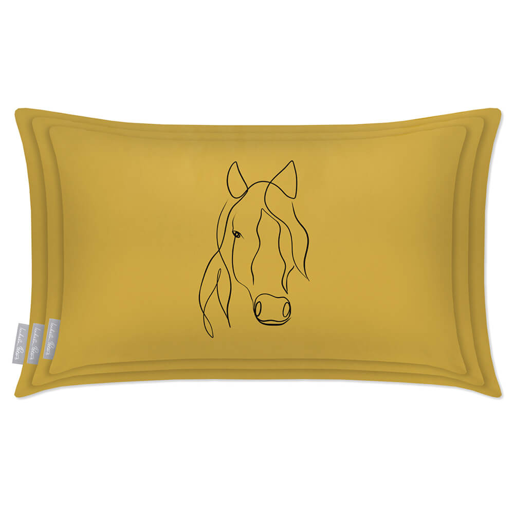 Outdoor Garden Waterproof Rectangle Cushion - Horse - Mustard Ochre 50 x 30 cm by Izabela Peters