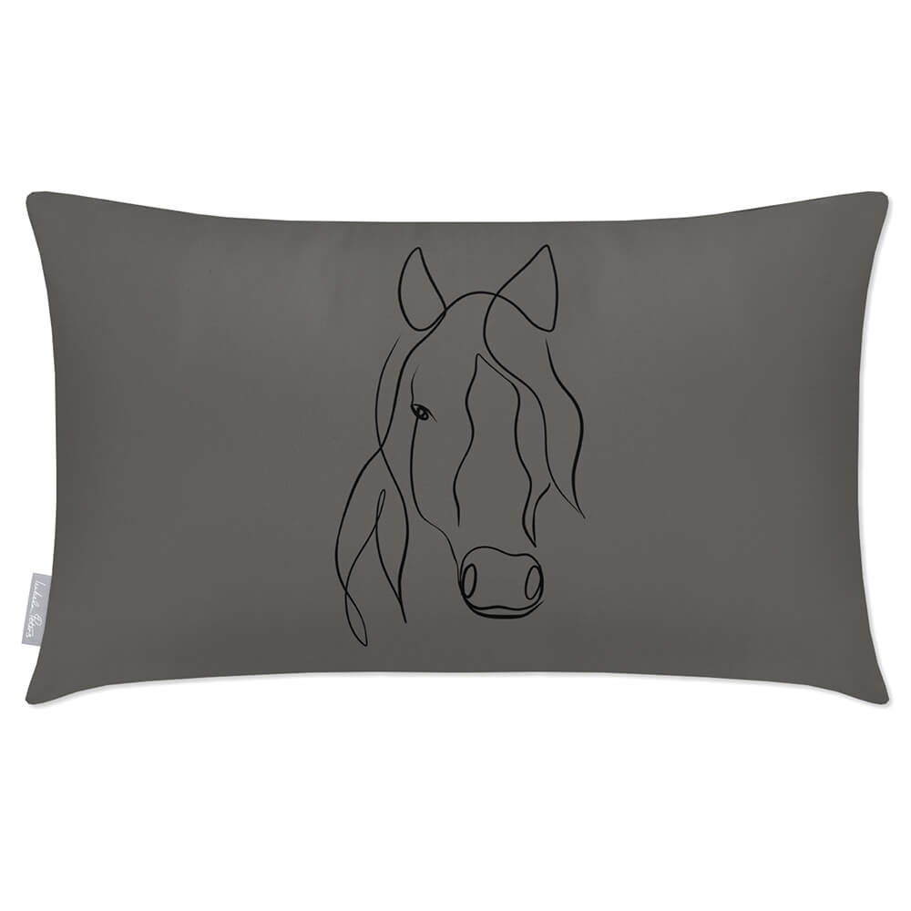 Outdoor Garden Waterproof Rectangle Cushion - Horse - Beluga 50 x 30 cm by Izabela Peters