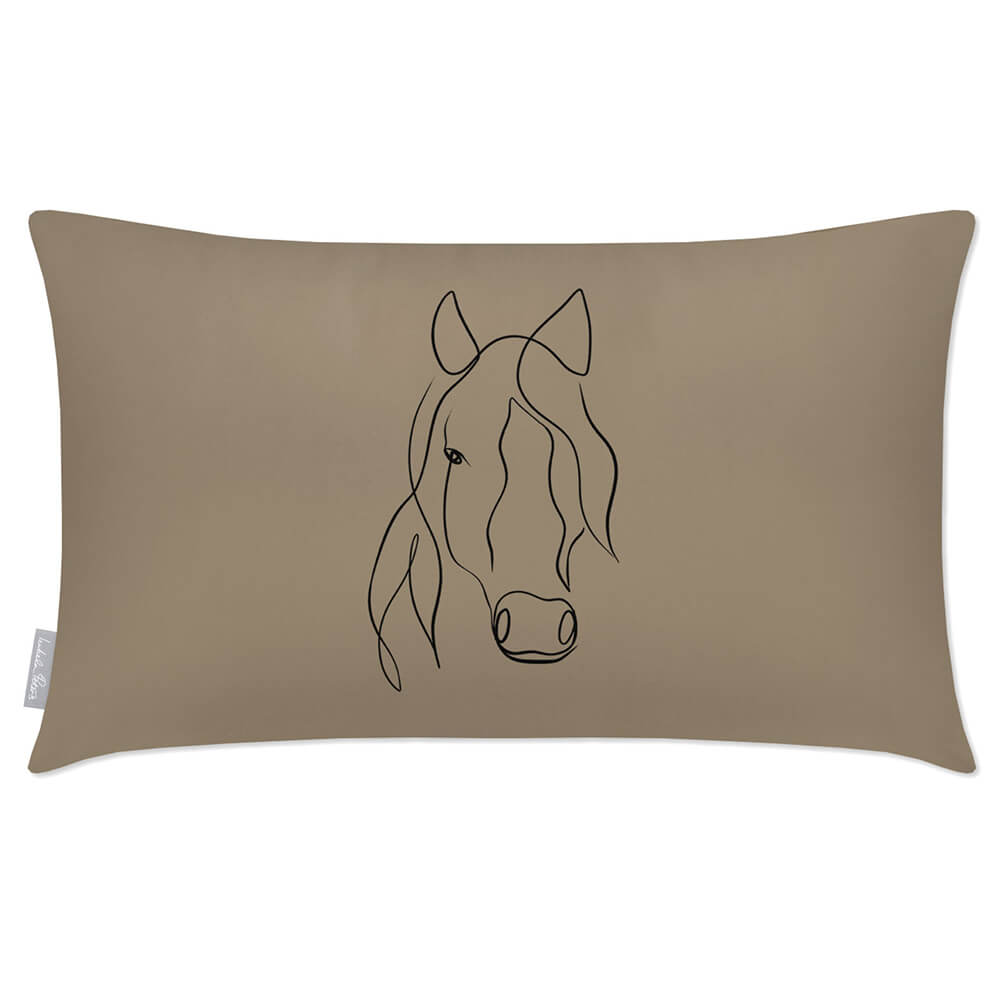 Outdoor Garden Waterproof Rectangle Cushion - Horse - Taupe 50 x 30 cm by Izabela Peters