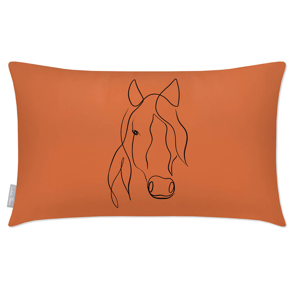 Outdoor Garden Waterproof Rectangle Cushion - Horse - Burnt Ochre 50 x 30 cm by Izabela Peters