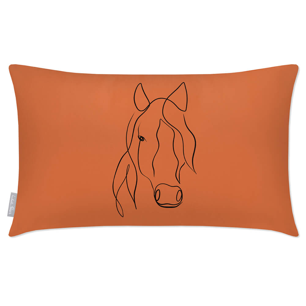 Outdoor Garden Waterproof Rectangle Cushion - Horse  Izabela Peters Burnt Ochre 50 x 30 cm 
