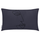 Outdoor Garden Waterproof Rectangle Cushion - Joyful Face - Graphite 50 x 30 cm by Izabela Peters