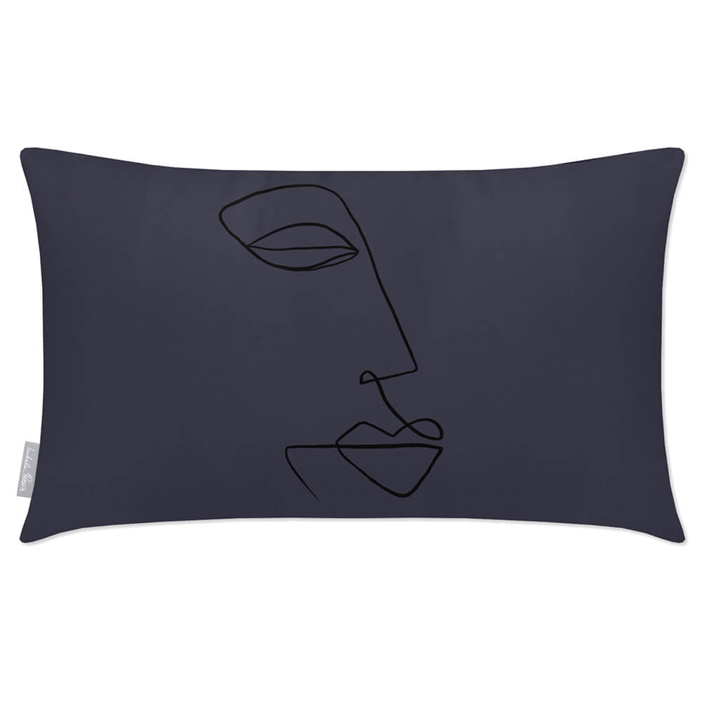 Outdoor Garden Waterproof Rectangle Cushion - Joyful Face  Izabela Peters Graphite 50 x 30 cm 