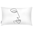 Outdoor Garden Waterproof Rectangle Cushion - Joyful Face - White and Black 50 x 30 cm by Izabela Peters