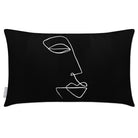 Outdoor Garden Waterproof Rectangle Cushion - Joyful Face - Black And White 50 x 30 cm by Izabela Peters