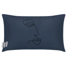 Outdoor Garden Waterproof Rectangle Cushion - Joyful Face - Petrol Blue 50 x 30 cm by Izabela Peters