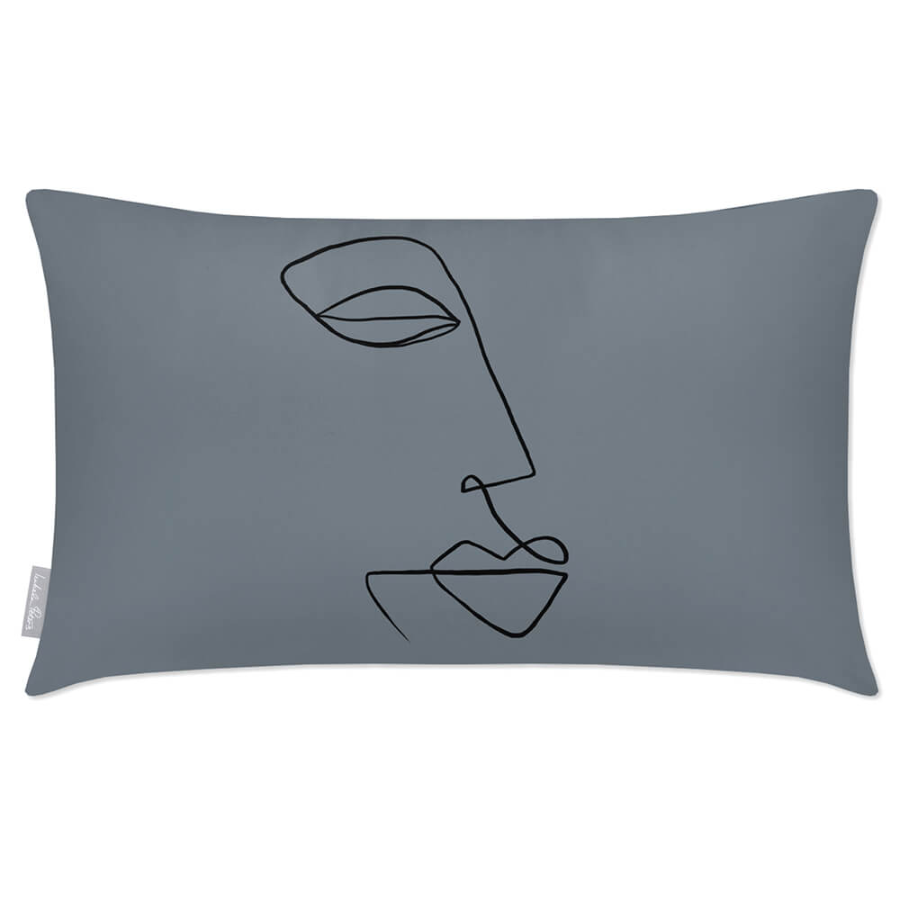 Outdoor Garden Waterproof Rectangle Cushion - Joyful Face - French Grey 50 x 30 cm by Izabela Peters