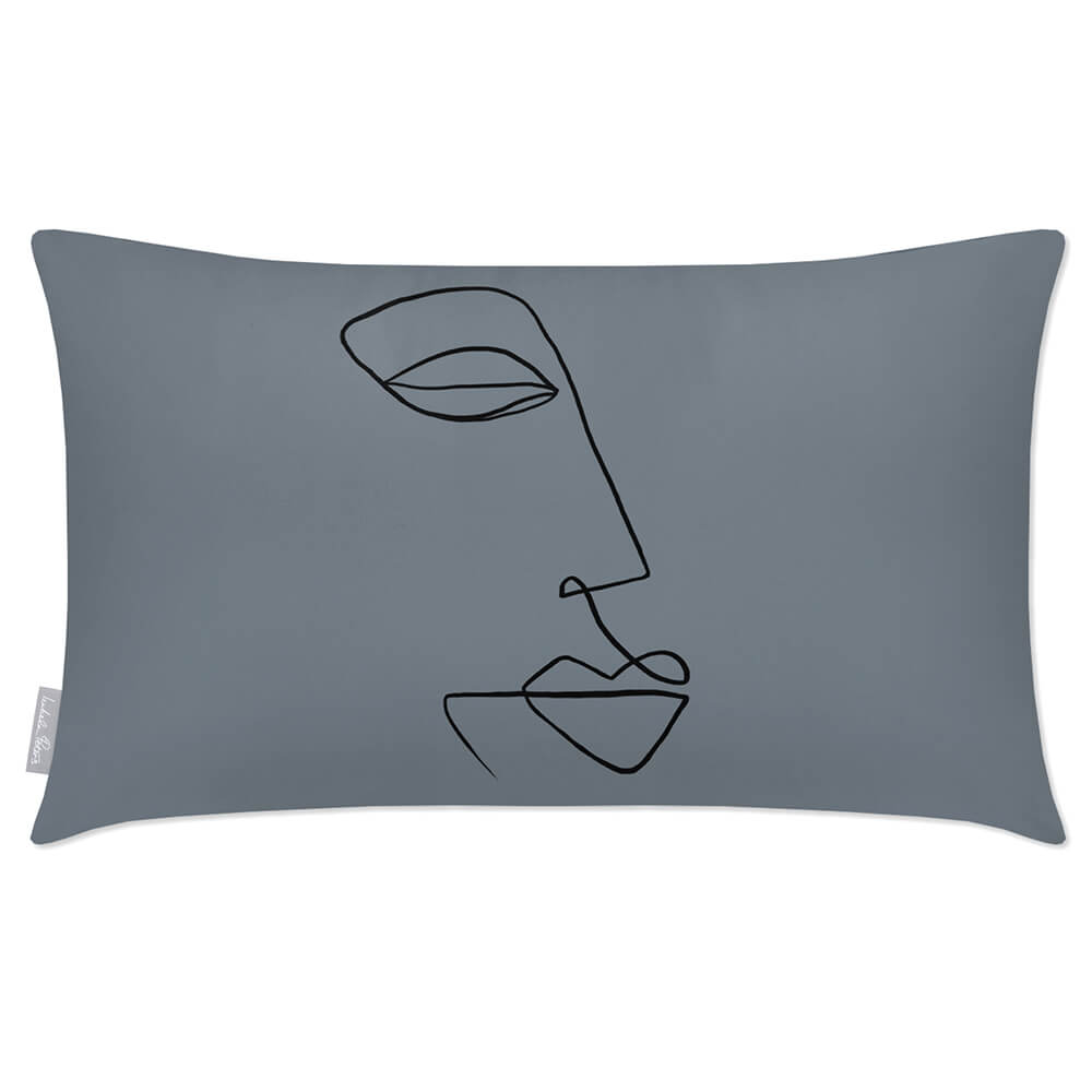 Outdoor Garden Waterproof Rectangle Cushion - Joyful Face  Izabela Peters French Grey 50 x 30 cm 