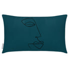 Outdoor Garden Waterproof Rectangle Cushion - Joyful Face - Teal 50 x 30 cm by Izabela Peters