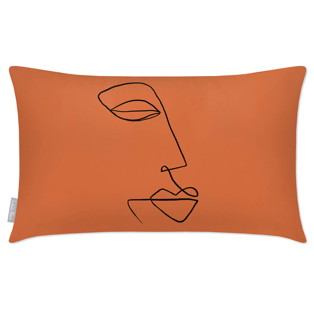 Outdoor Garden Waterproof Rectangle Cushion - Joyful Face  Izabela Peters Burnt Ochre 50 x 30 cm 