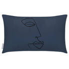 Outdoor Garden Waterproof Rectangle Cushion - Joyful Face - Petrol Blue 50 x 30 cm by Izabela Peters