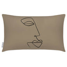 Outdoor Garden Waterproof Rectangle Cushion - Joyful Face - Taupe 50 x 30 cm by Izabela Peters