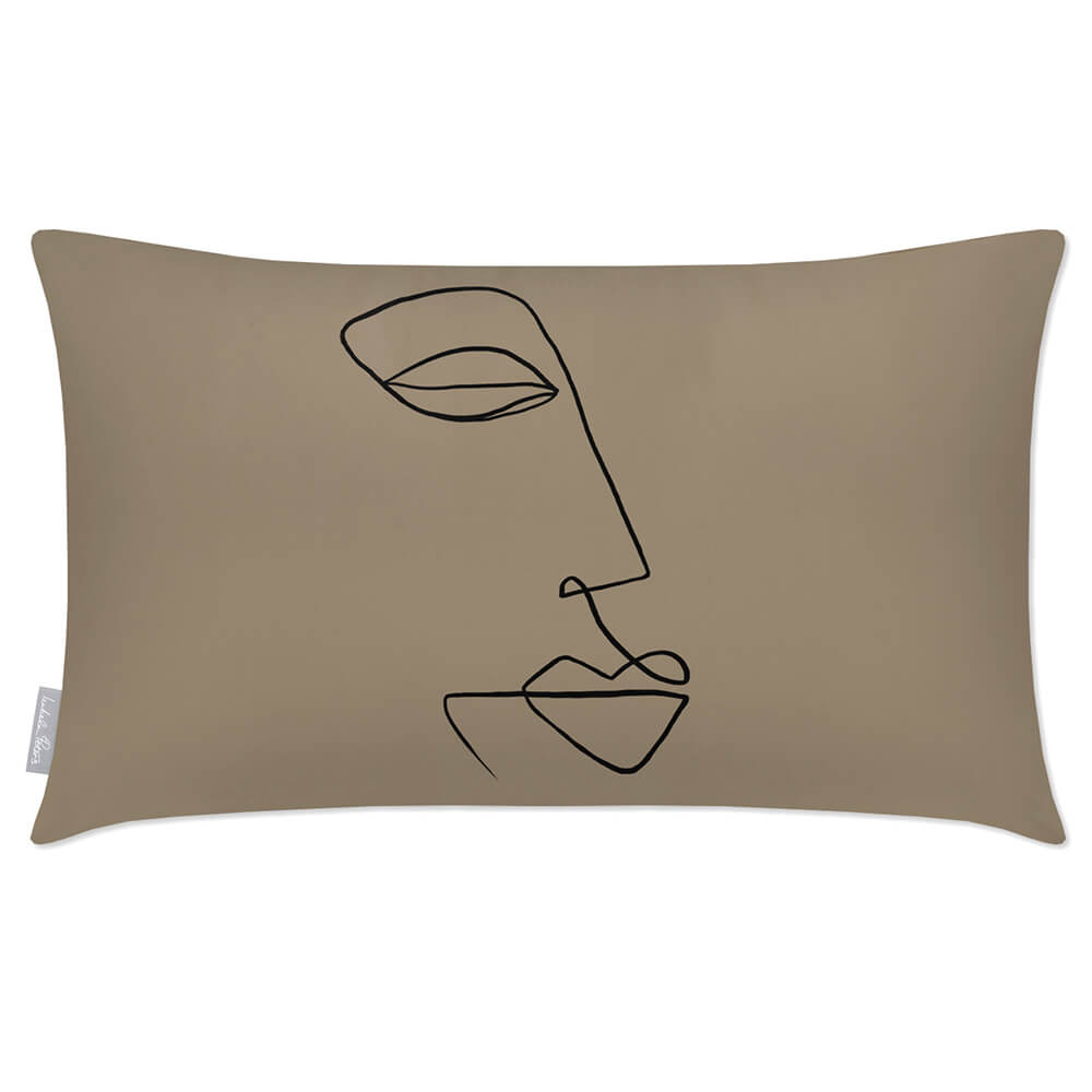 Outdoor Garden Waterproof Rectangle Cushion - Joyful Face  Izabela Peters Taupe 50 x 30 cm 