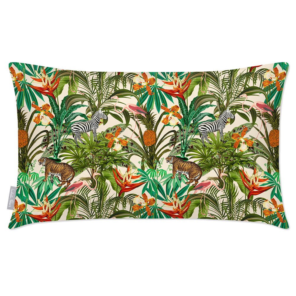 Outdoor Garden Waterproof Rectangle Cushion - Jungle Fusion  Izabela Peters Ivory Cream 50 x 30 cm 