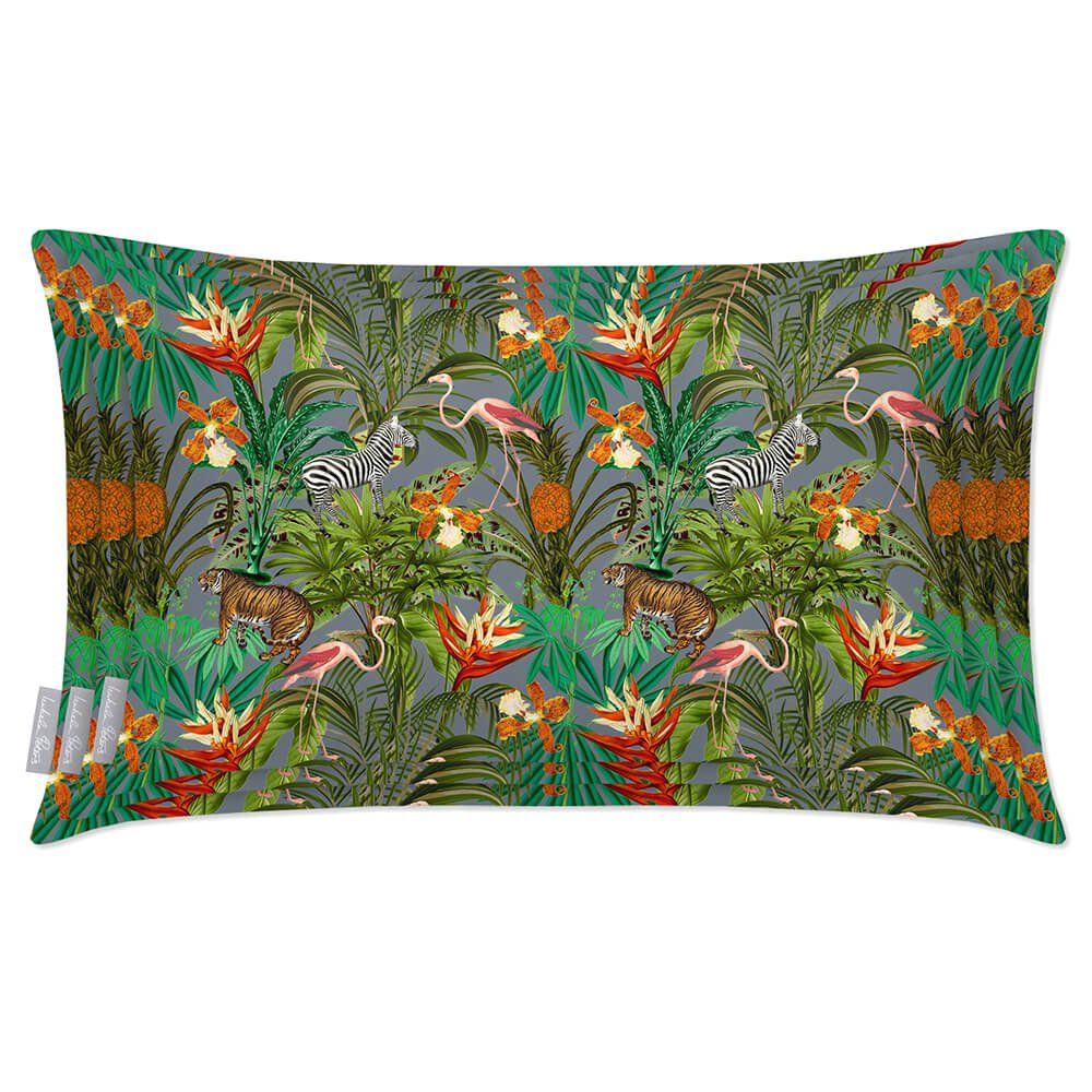 Outdoor Garden Waterproof Rectangle Cushion - Jungle Fusion - French Grey 50 x 30 cm by Izabela Peters