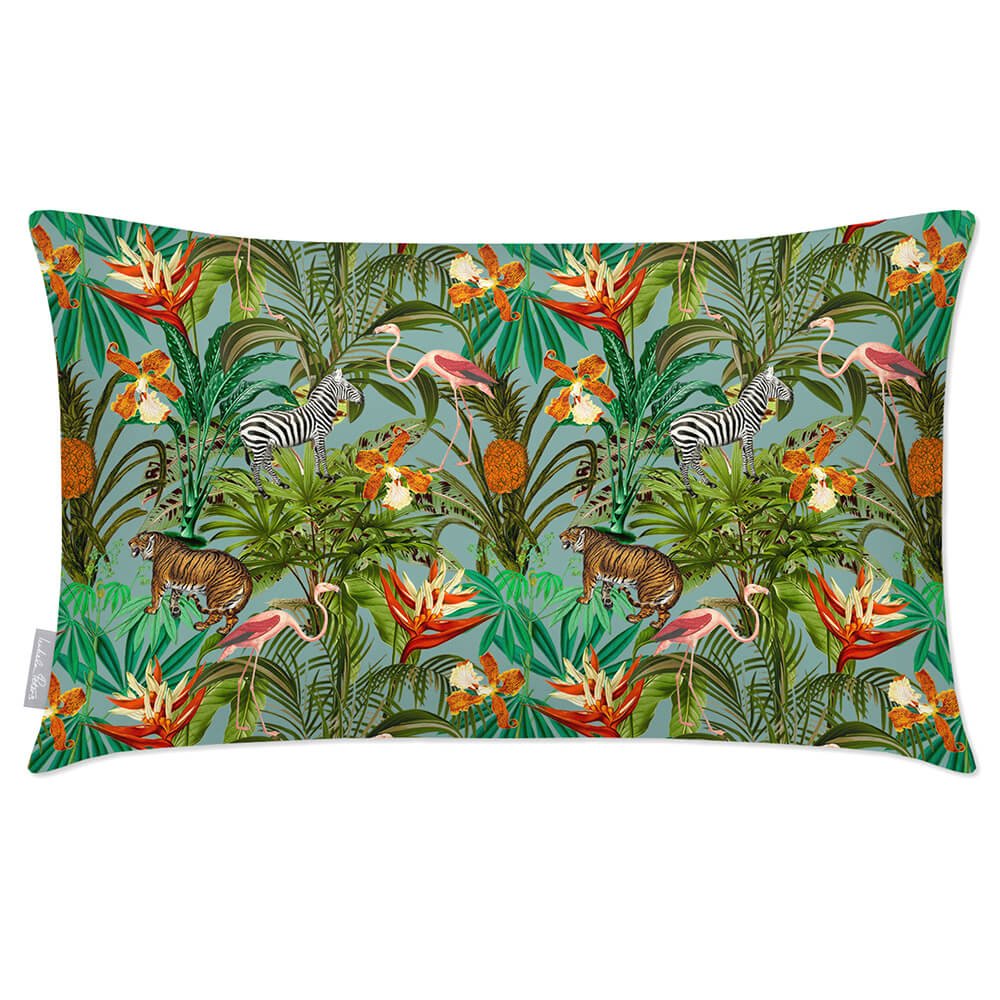 Outdoor Garden Waterproof Rectangle Cushion - Jungle Fusion - Blue Surf 50 x 30 cm by Izabela Peters