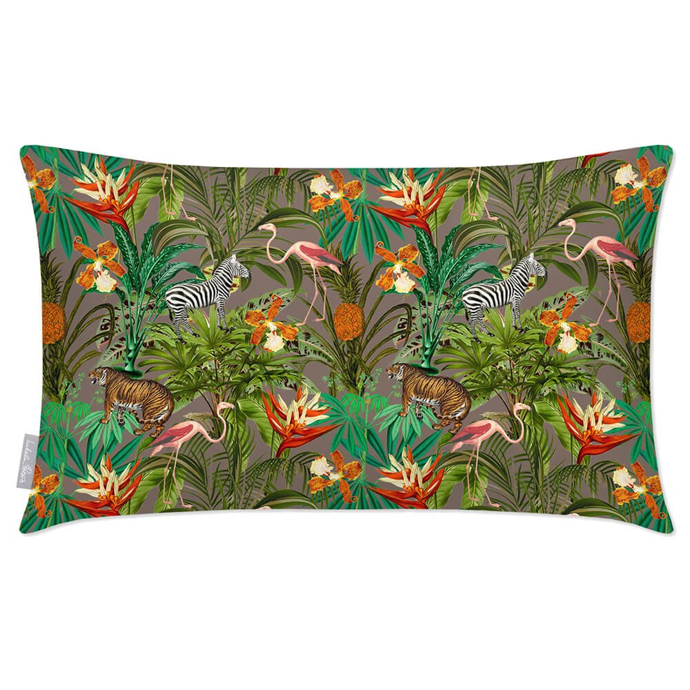 Outdoor Garden Waterproof Rectangle Cushion - Jungle Fusion - Dovedale Stone 50 x 30 cm by Izabela Peters