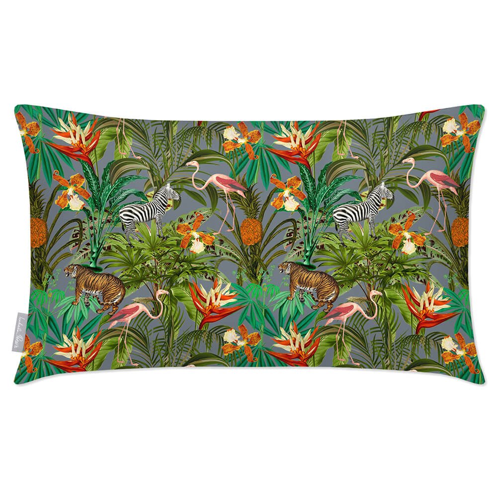 Outdoor Garden Waterproof Rectangle Cushion - Jungle Fusion - French Grey 50 x 30 cm by Izabela Peters