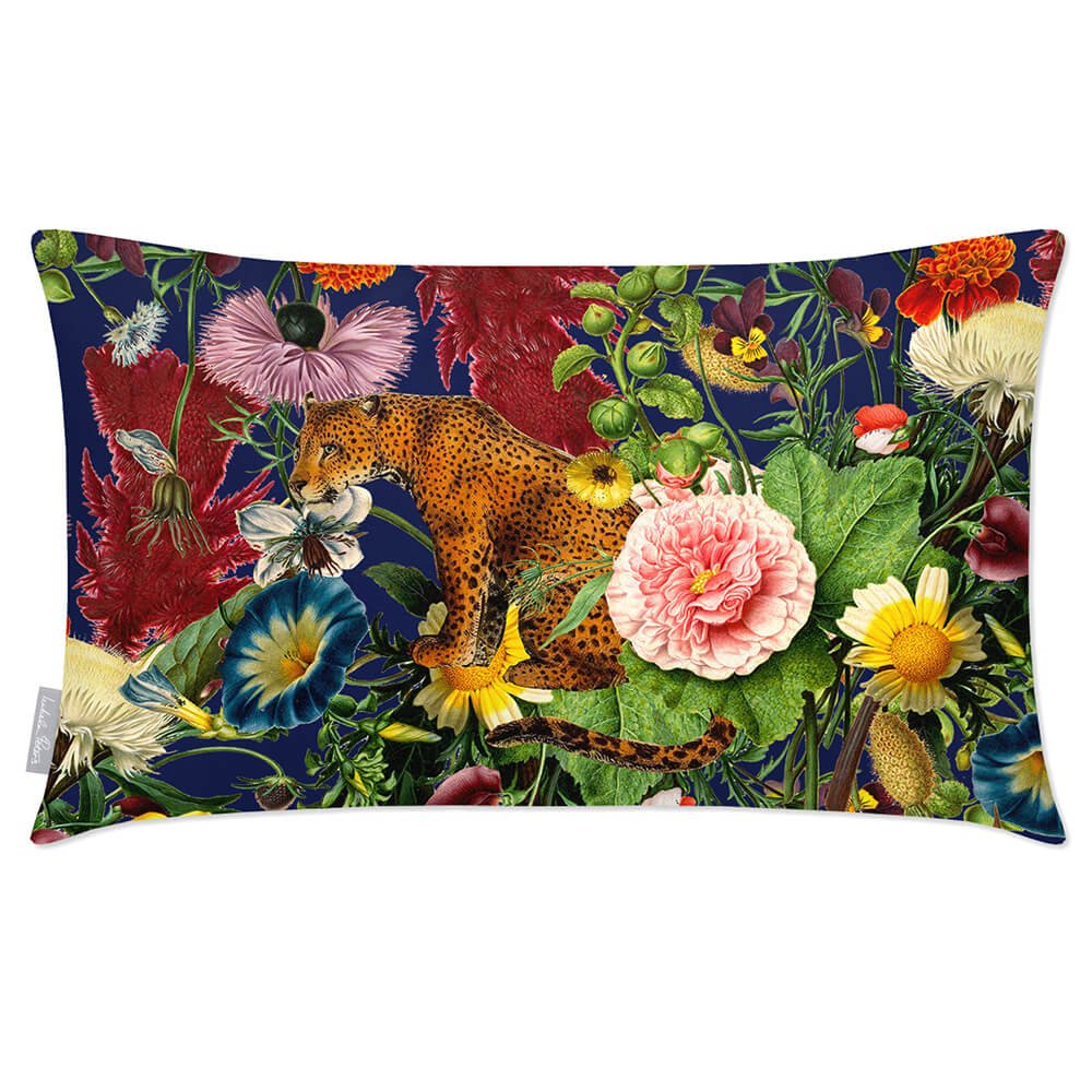 Outdoor Garden Waterproof Rectangle Cushion - Junglescape - Midnight 50 x 30 cm by Izabela Peters