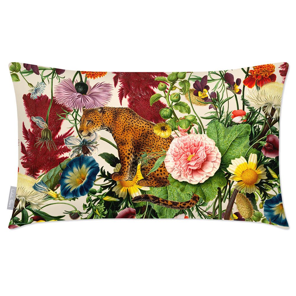 Outdoor Garden Waterproof Rectangle Cushion - Junglescape - Ivory Cream 50 x 30 cm by Izabela Peters