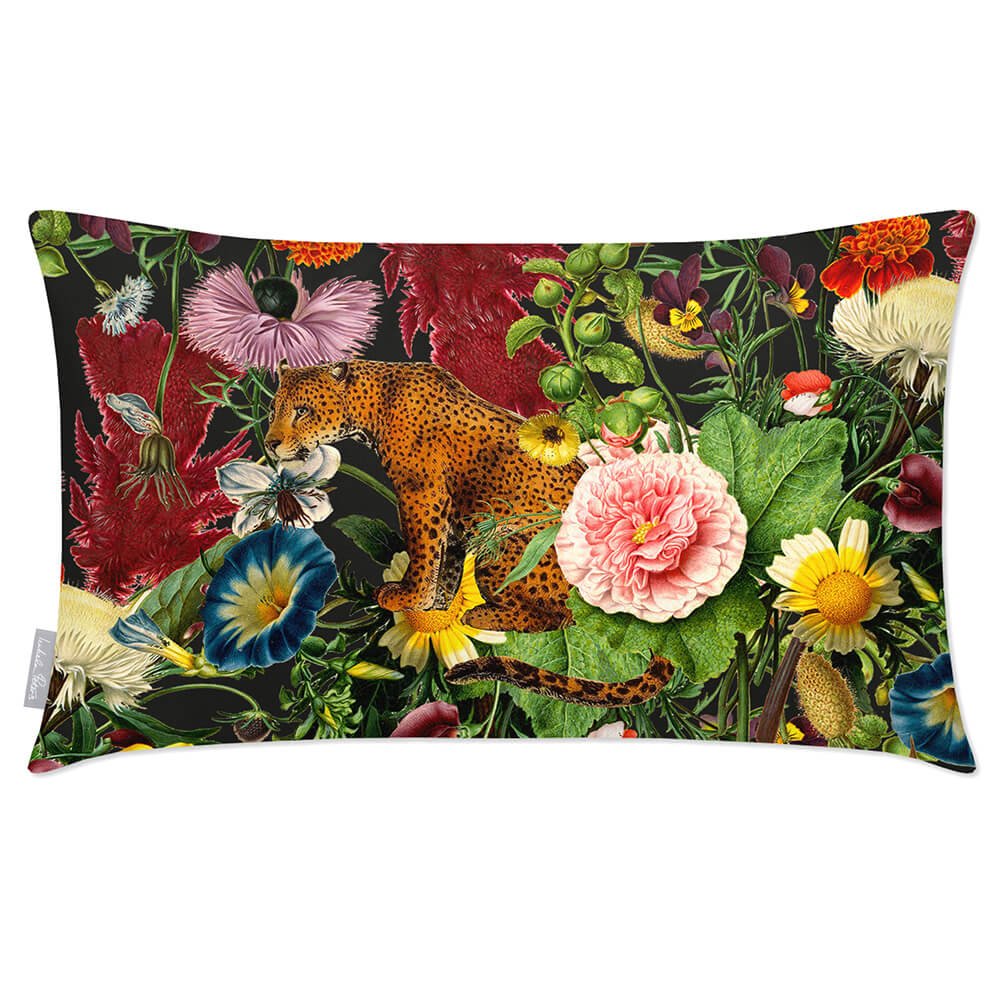 Outdoor Garden Waterproof Rectangle Cushion - Junglescape - Charcoal 50 x 30 cm by Izabela Peters