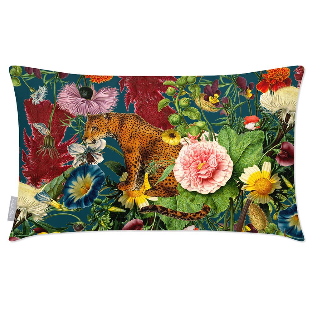 Outdoor Garden Waterproof Rectangle Cushion - Junglescape Luxury Outdoor Cushions Izabela Peters Teal 50 x 30 cm 