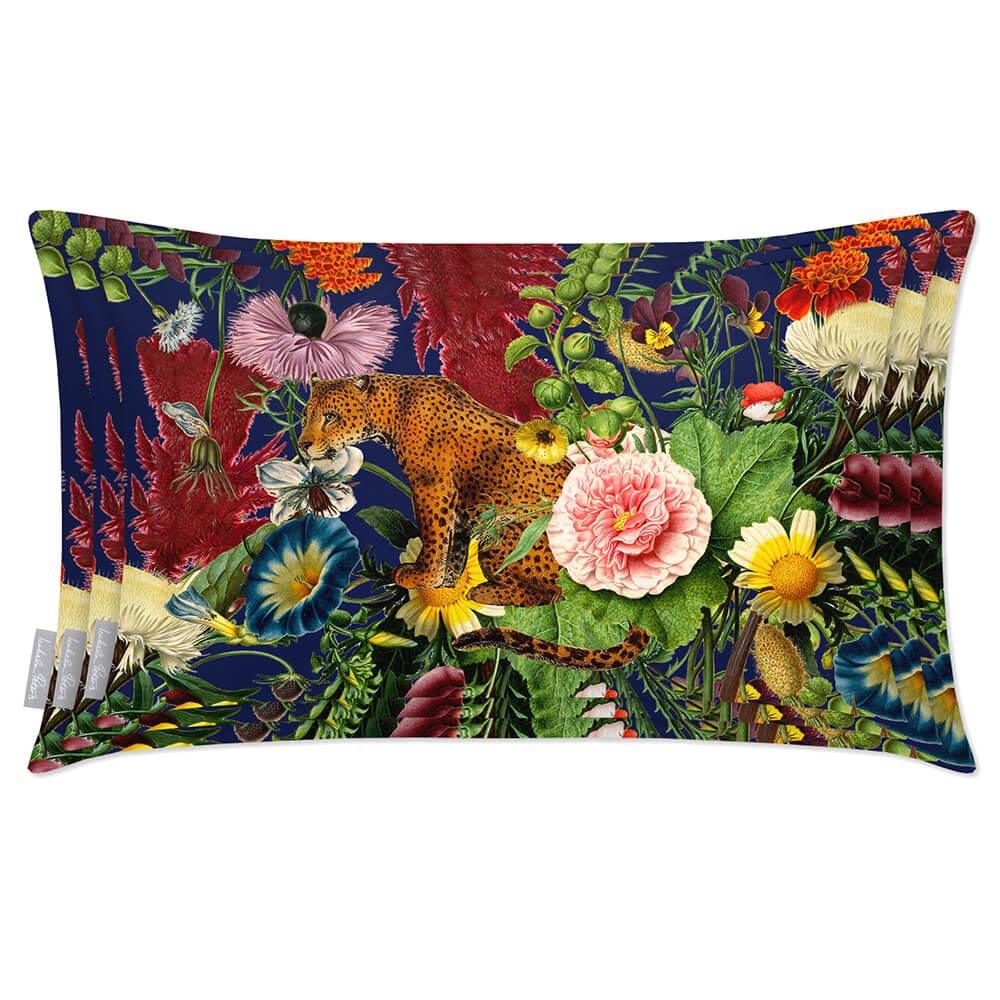 Outdoor Garden Waterproof Rectangle Cushion - Junglescape - Midnight 50 x 30 cm by Izabela Peters