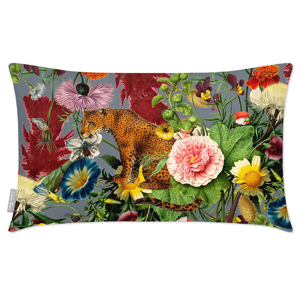 Outdoor Garden Waterproof Rectangle Cushion - Junglescape - French Grey 50 x 30 cm by Izabela Peters