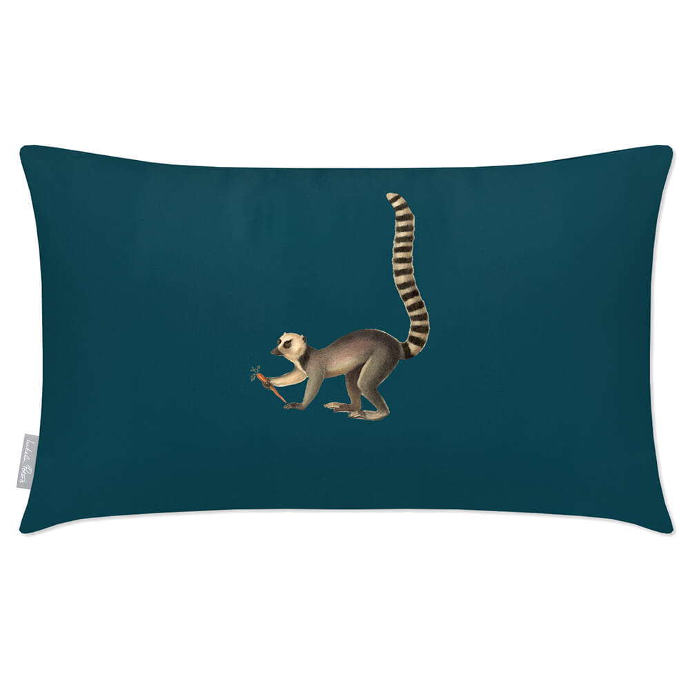 Outdoor Garden Waterproof Rectangle Cushion - Lemur  Izabela Peters Teal 50 x 30 cm 