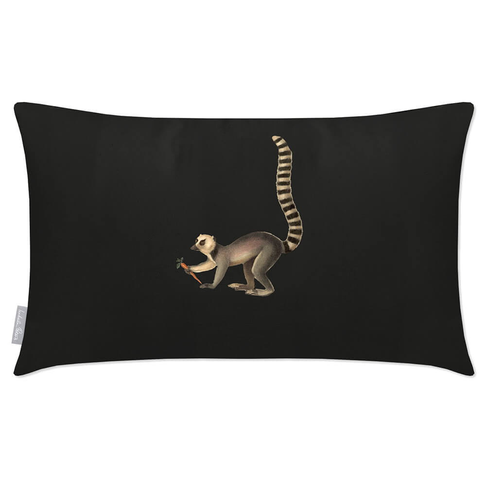 Outdoor Garden Waterproof Rectangle Cushion - Lemur  Izabela Peters Charcoal 50 x 30 cm 