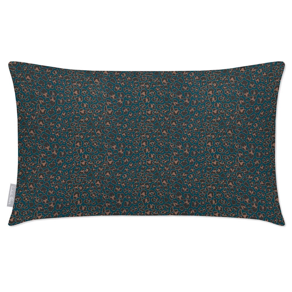 Outdoor Garden Waterproof Rectangle Cushion - Leopard - Teal 50 x 30 cm by Izabela Peters
