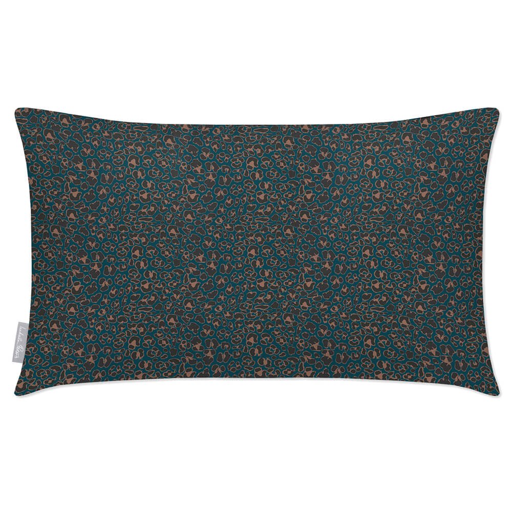 Outdoor Garden Waterproof Rectangle Cushion - Leopard  Izabela Peters Teal 50 x 30 cm 
