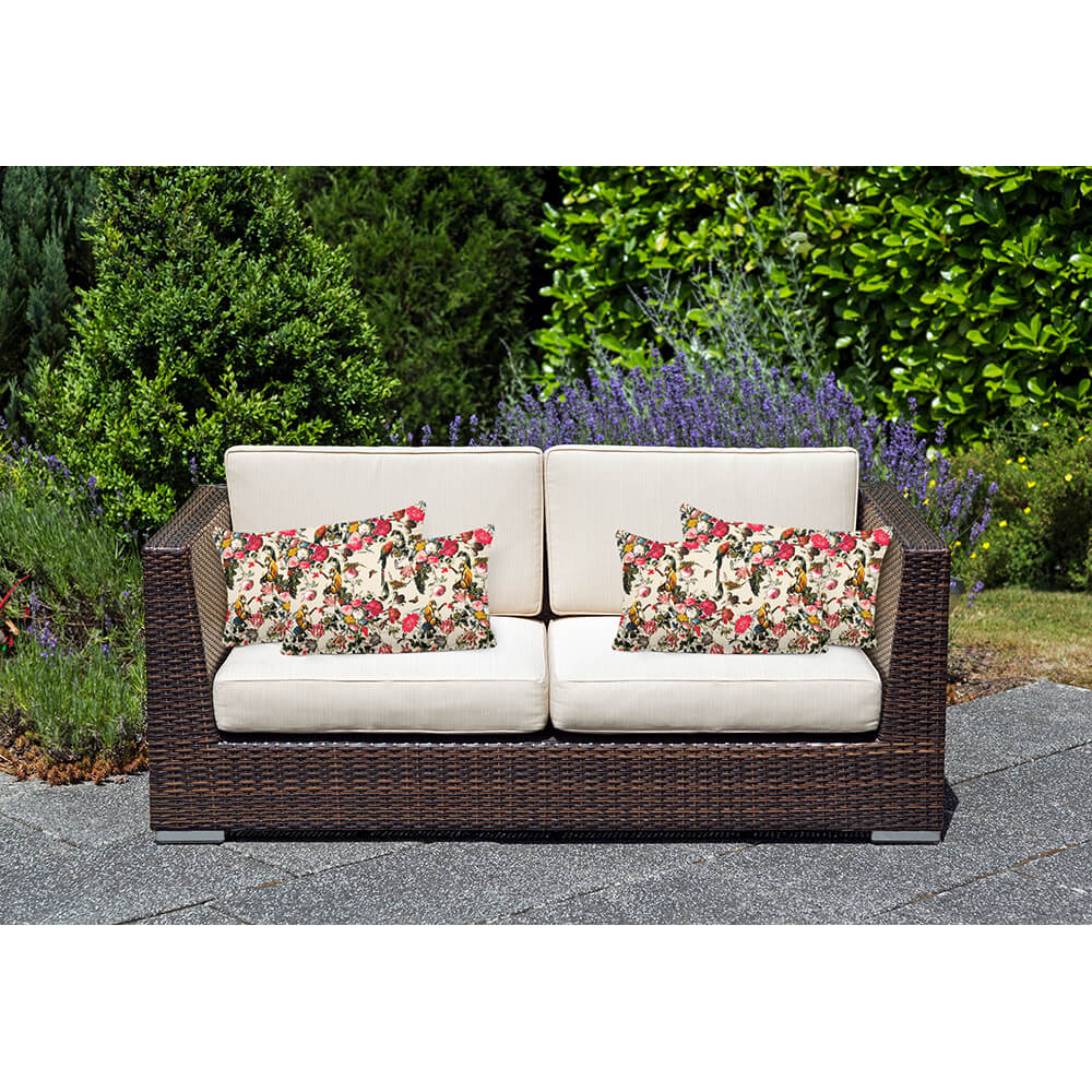 Outdoor Garden Waterproof Rectangle Cushion - Monkey Puzzle - Ivory Cream 50 x 30 cm by Izabela Peters