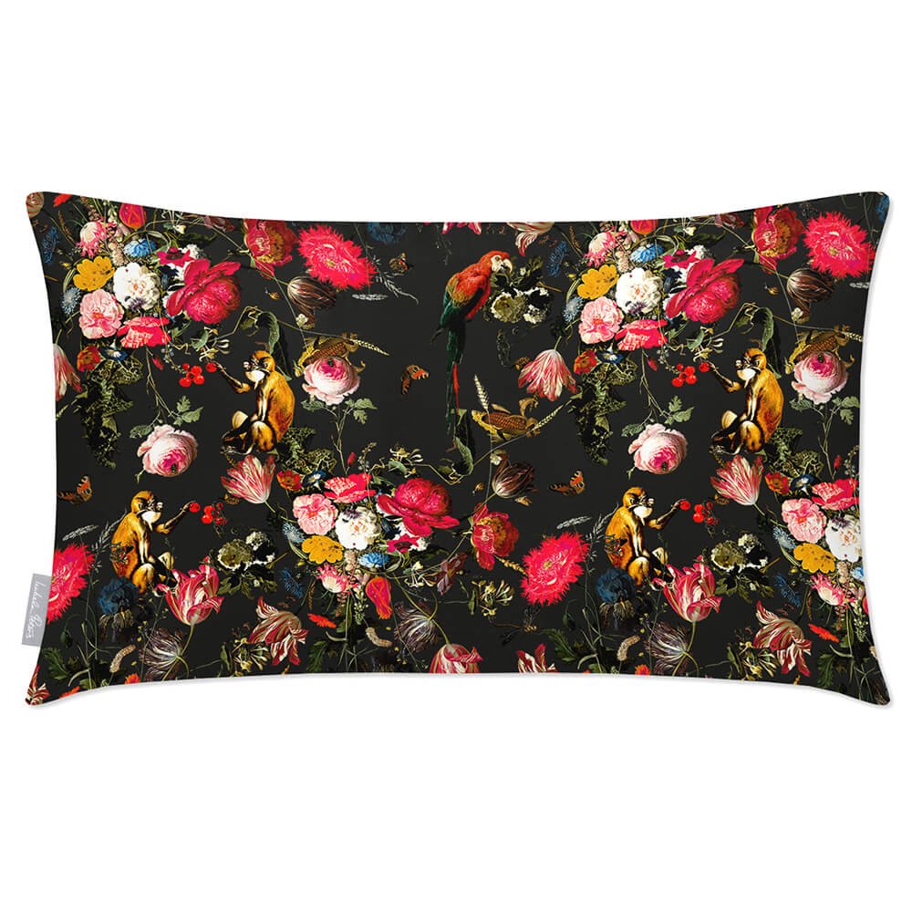 Outdoor Garden Waterproof Rectangle Cushion - Monkey Puzzle - Charcoal 50 x 30 cm by Izabela Peters