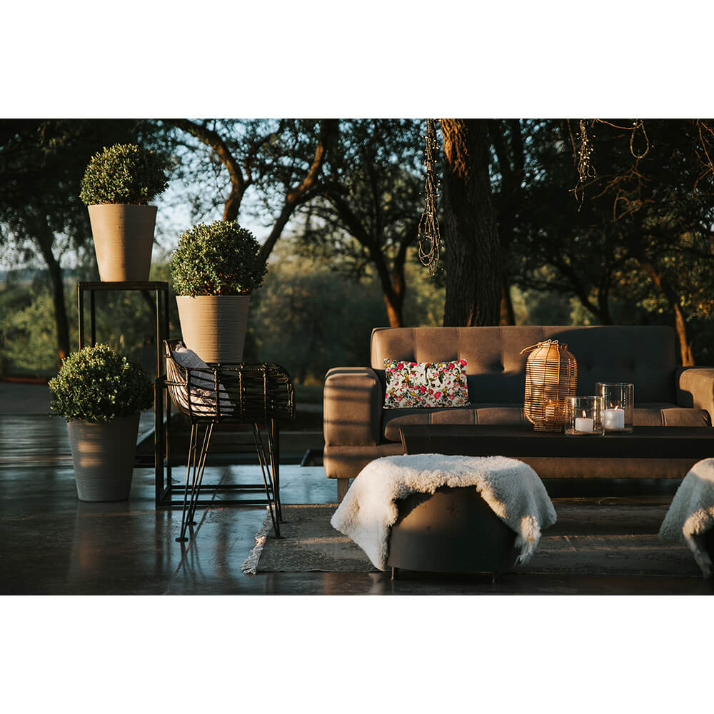 Outdoor Garden Waterproof Rectangle Cushion - Monkey Puzzle in Ivory Cream 50 x 30 cm | Izabela Peters