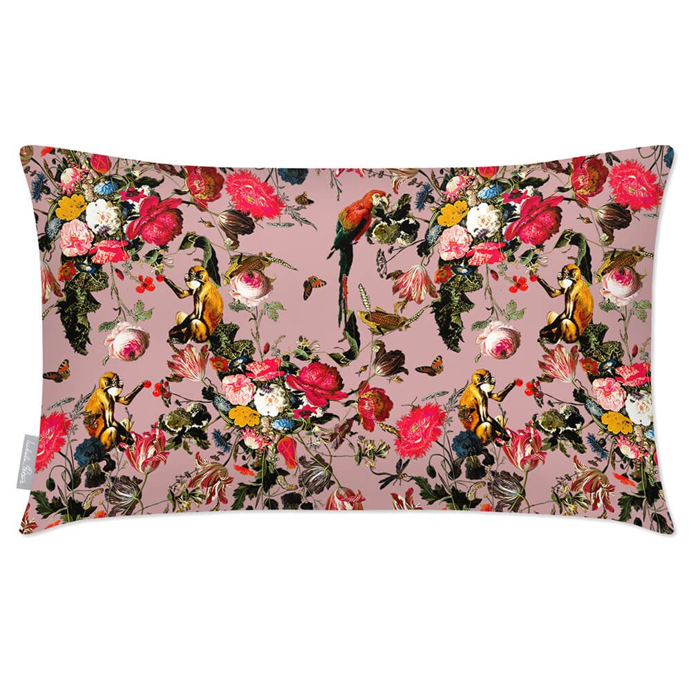 Outdoor Garden Waterproof Rectangle Cushion - Monkey Puzzle - Rosewater 50 x 30 cm by Izabela Peters