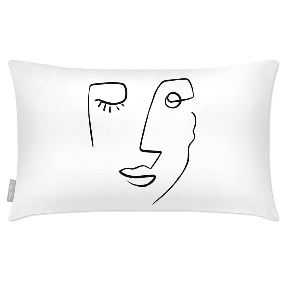 Outdoor Garden Waterproof Rectangle Cushion - Open Face - White and Black 50 x 30 cm by Izabela Peters